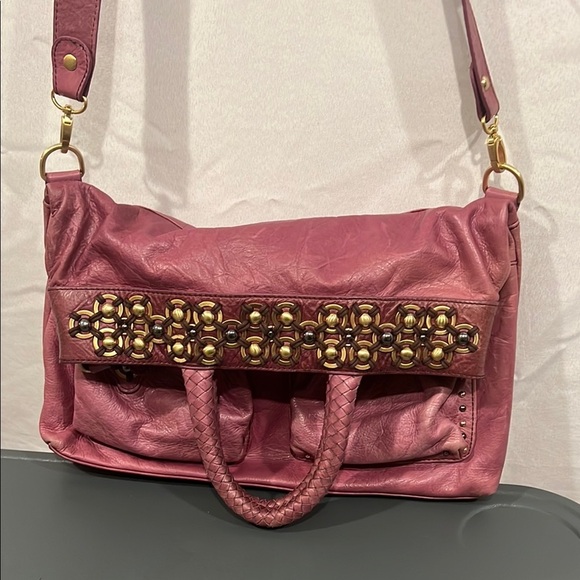 Isabella Fiore Burgundy Tote with Brass Accents - Picture 2 of 16